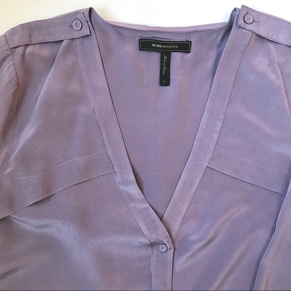 BCBG Purple V-neck Blouse w/ Bell Sleeves - Small - Picture 3 of 5